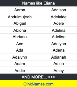 Names like ElianaAaron Addison Abdulmujeeb Adelaide Abigail Adele Abiona Adelina Abriana Adeline Ace Adelynn Ada Adena Adalynn Adianah Adam Adina Addie Adley
